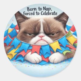 Adesivo Nascer a soneca, Forçado a Celebrar Gato Grumpy