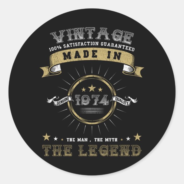 Adesivo Nascer Birthday Vintage de 1974 (Frente)