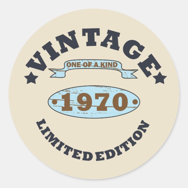 Adesivo nascer em presente de aniversário de 1970 (Frente)