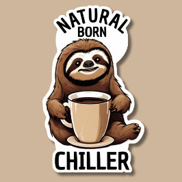 Adesivo Nascer natural Chiller Sloth com café à prova de á