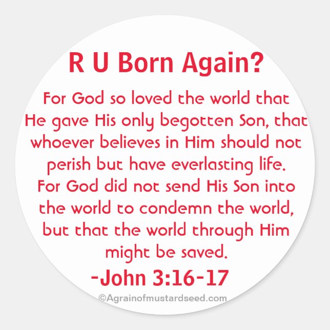 Adesivo Nascer novamente John 3:16 (Frente)