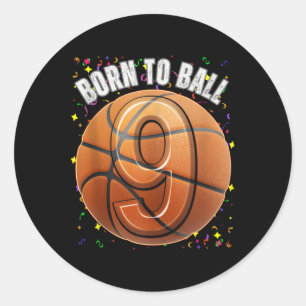 Adesivo Nascer Para O Basquete 9.º Aniversário, 9 Meninas