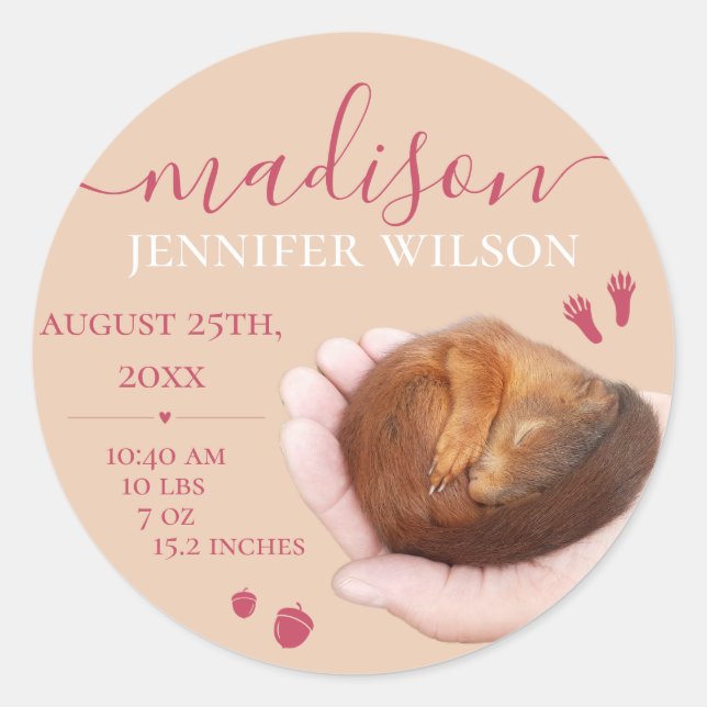 Adesivo Nascimento da bebê nascida de presente de menina é (Frente)