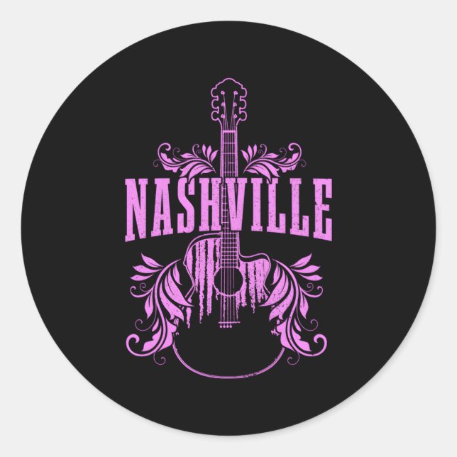 Adesivo Nashville Guitar Tennessee Country Music City (Frente)