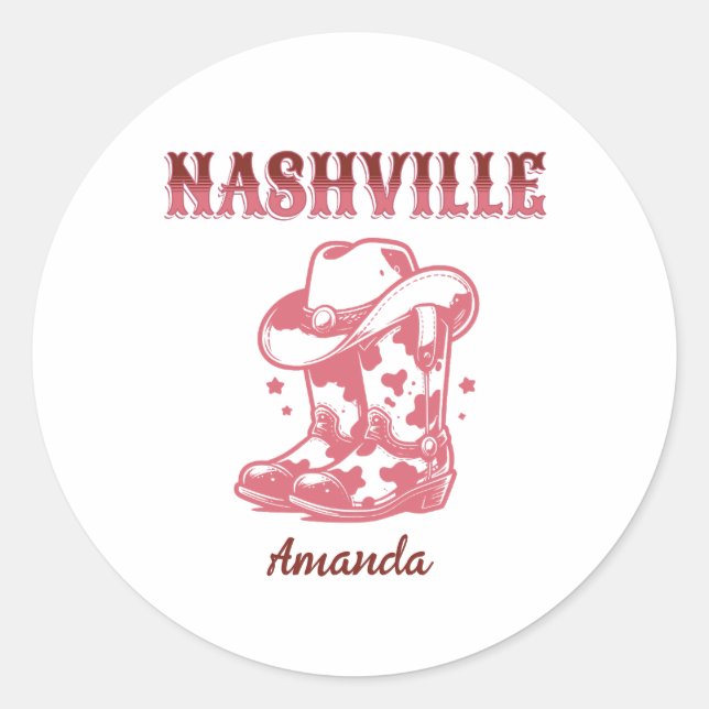 Adesivo nashville pink cowgirl bachelorette party (Frente)