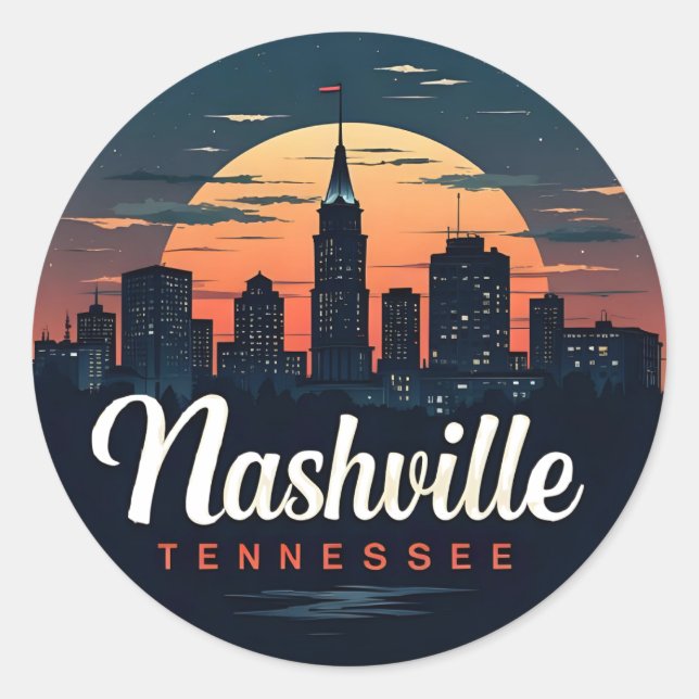 Adesivo Nashville Tennessee retro Skyline (Frente)