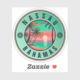 Adesivo Nassau Bahamas Retro viagem Sunset Souvenir 1950