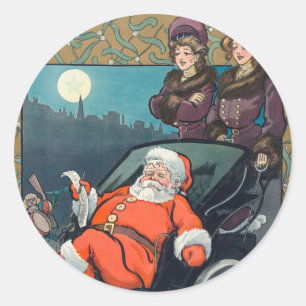 Adesivo Natais vintages 1904 Santa Claus Women and Moon