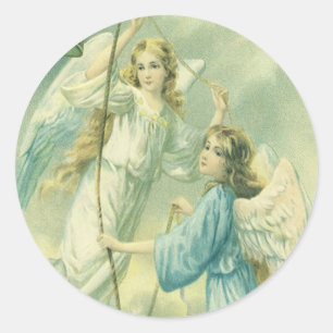 Adesivo Natais vintages, Anjos Vitorianos com um Bell