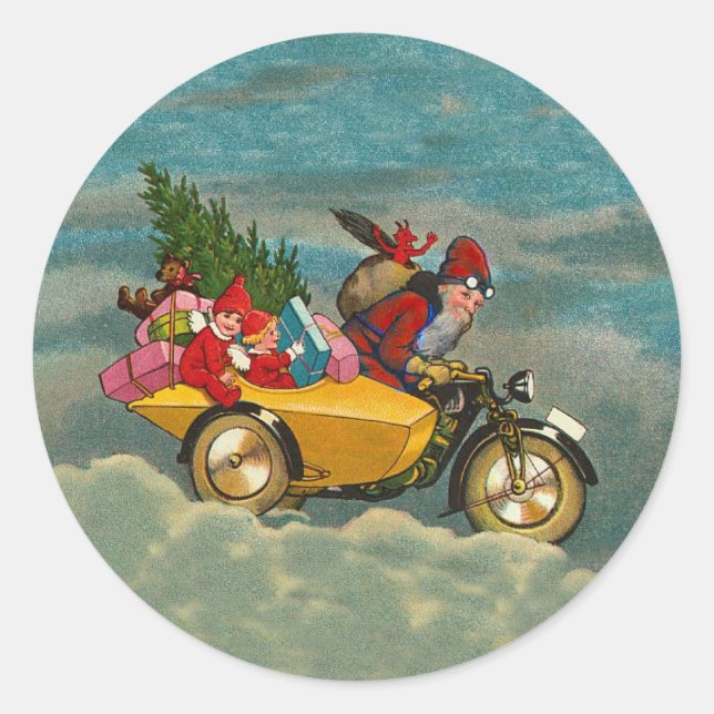 Adesivo Natais vintages de motocicleta em grande escala (Frente)