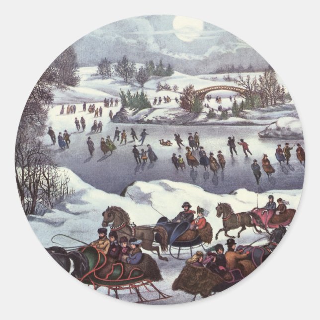 Adesivo Natais vintages Dormem, Central Park, no inverno (Frente)