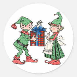 Adesivo Natais vintages Elves - Presente