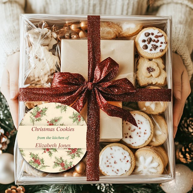 Adesivo Natais vintages, Holly Berries, Personalizada (Criador carregado)
