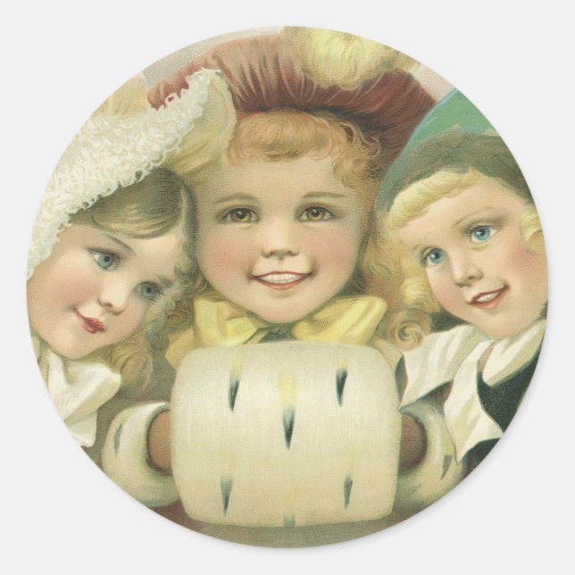 Adesivo Natais vintages Irmãs, Crianças Vitorianas (Frente)