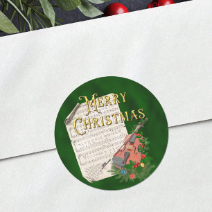 Adesivo Natais vintages Music Violin Green