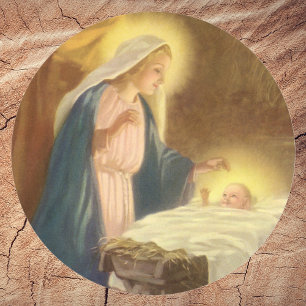 Adesivo Natais vintages Natividade, Mary Joseph Baby Jesus
