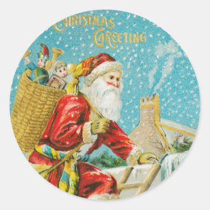 Adesivo Natais vintages Papai Noel e presentes inverno