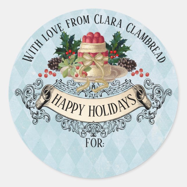 Adesivo Natais vintages pudim vinheta de Natal (Frente)