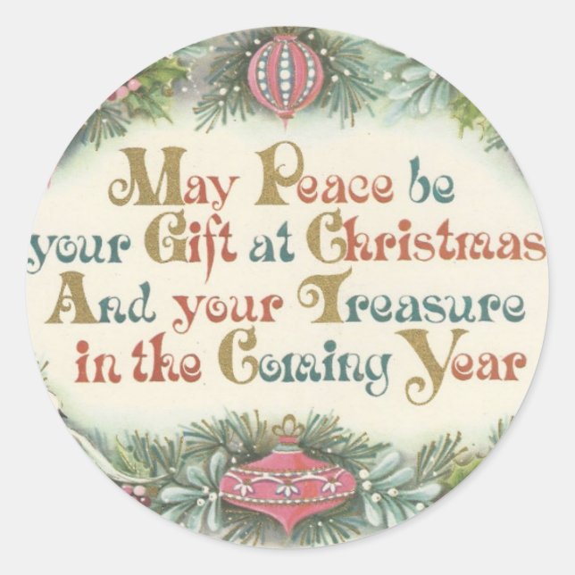 Adesivo Natais vintages Rosa Com Doves (Frente)