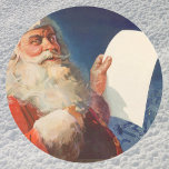 Adesivo Natais vintages, Santa Claus, Lista Bela<br><div class="desc">Ilustração Vintage Imagem de Natal feliz apresentando um Papai Noel alegre vestindo seu chapéu vermelho e verificando sua maldita ou bela lista na véspera de Natal.</div>
