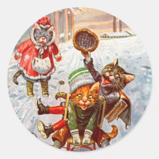Adesivo Natais vintages Sticker, Arthur Thiele Cats