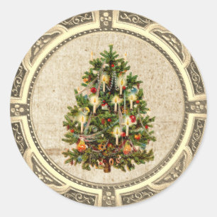 Adesivo Natais vintages Tree Classic Round Sticker