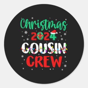 Adesivo Natal 2024 Cousin Crew Xmas Luzes Engraçadas