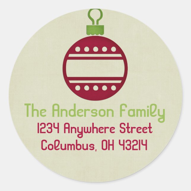 Adesivo Natal 9: Ornament 2 Round Return Address (Frente)