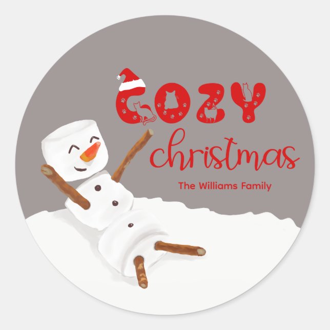 Adesivo Natal Aconchegante Boneco de Neve Fofo (Frente)