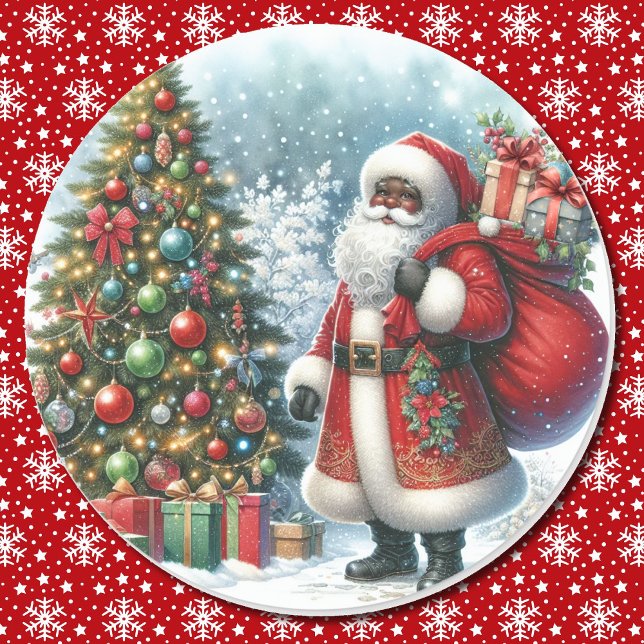 Adesivo Natal afro-americano do Papai Noel (Criador carregado)