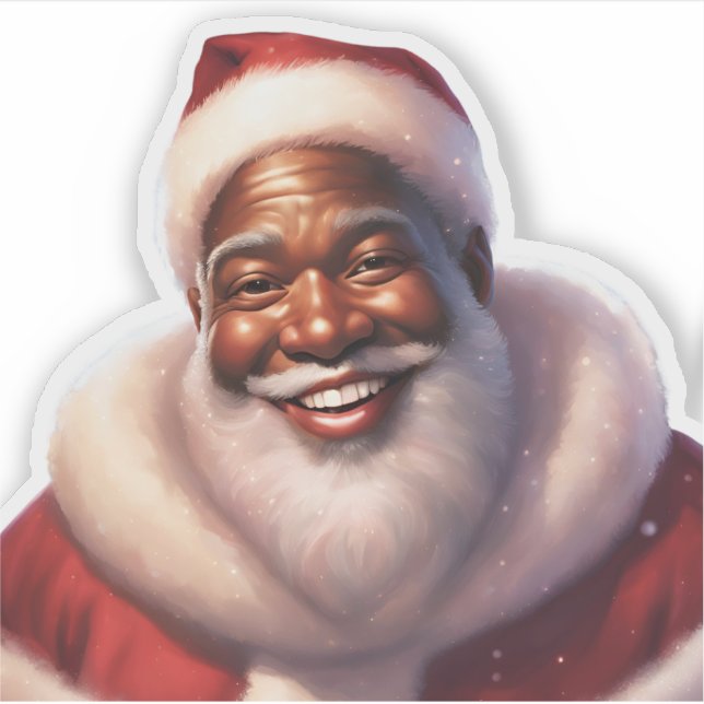 Adesivo Natal afro-americano Jolly Santa Claus, (Frente)