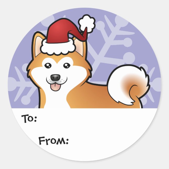Adesivo Natal Akita Inu / Shiba Inu (Frente)