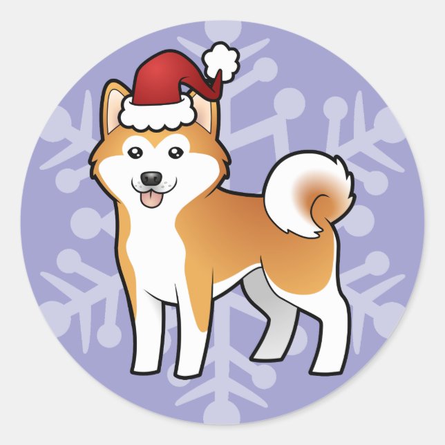 Adesivo Natal Akita Inu / Shiba Inu (Frente)