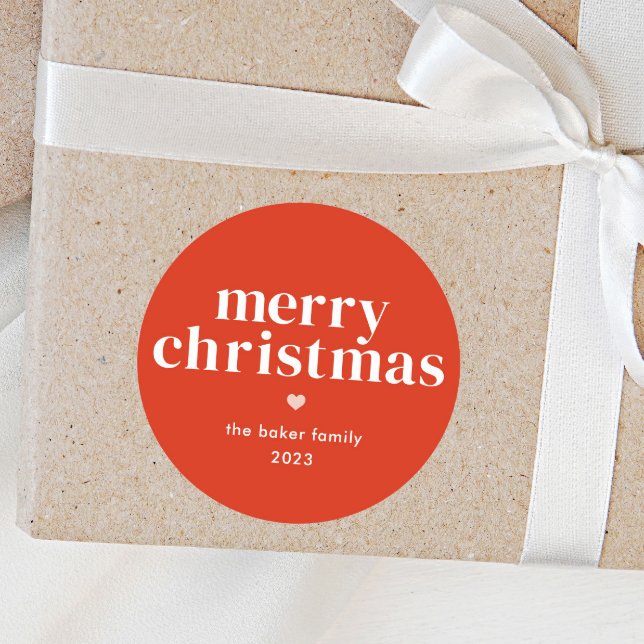 Adesivo Natal Alegre Colorido Moderno (Red and white Merry Christmas Holiday Gift Tags)