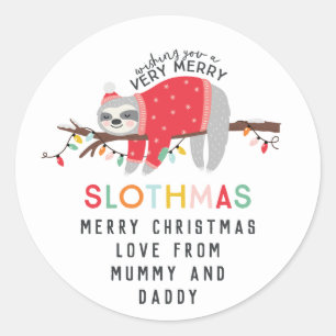 Adesivo Natal alegre da preguiça dos slothmas