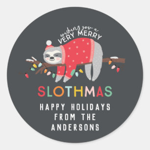 Adesivo Natal alegre da preguiça dos slothmas