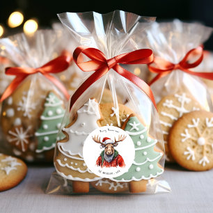 Adesivo Natal Alegre do Alce Personalizado Aquarela