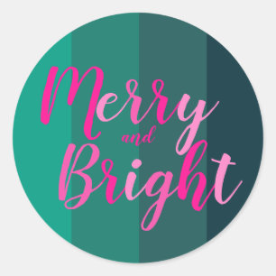 Adesivo Natal Alegre e Brilhante Verde Rosa