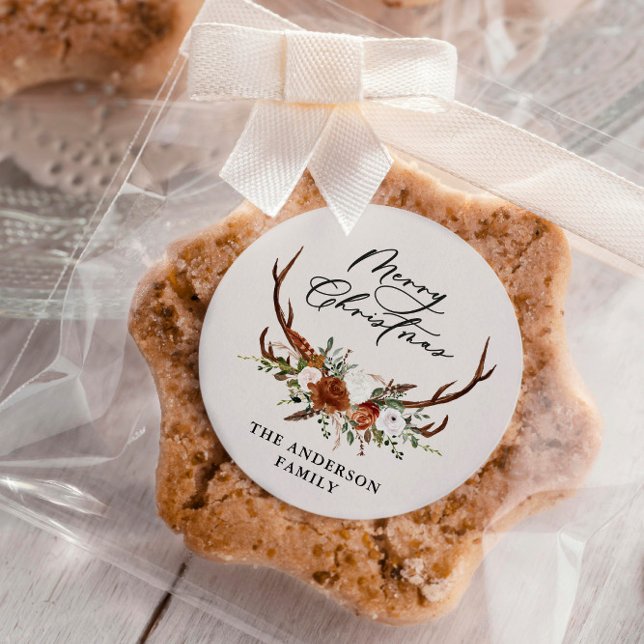 Adesivo Natal alegre flor cervo aquarela (Criador carregado)