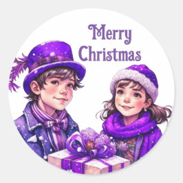 Adesivo Natal Alegre Vintage Roxo