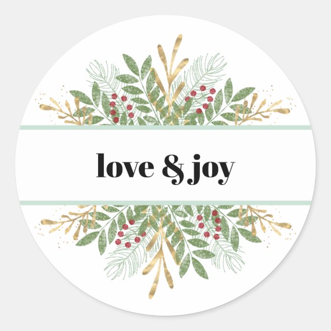 Adesivo Natal Amor & Alegria Vegetação de Inverno Natal (Frente)