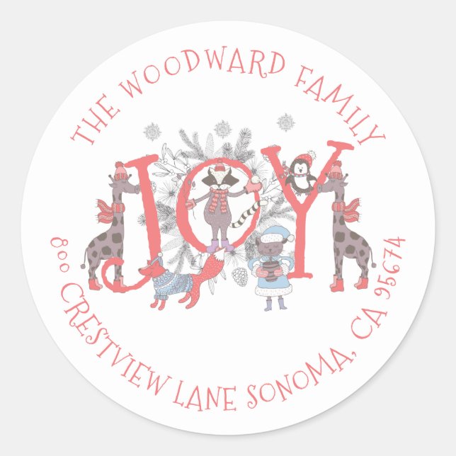 Adesivo Natal Animais de inverno Feriados Clássicos Ronda  (Frente)