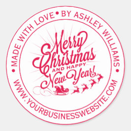 Adesivo Natal Ano Novo Vintage Feito com Amor Negócios