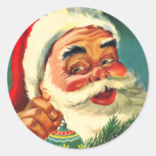 Adesivo Natal Antigo, Alegre Papai Noel Retro dos Anos 50