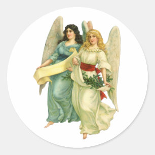 Adesivo Natal Antigo, Anjos Vitorianos Angelicais