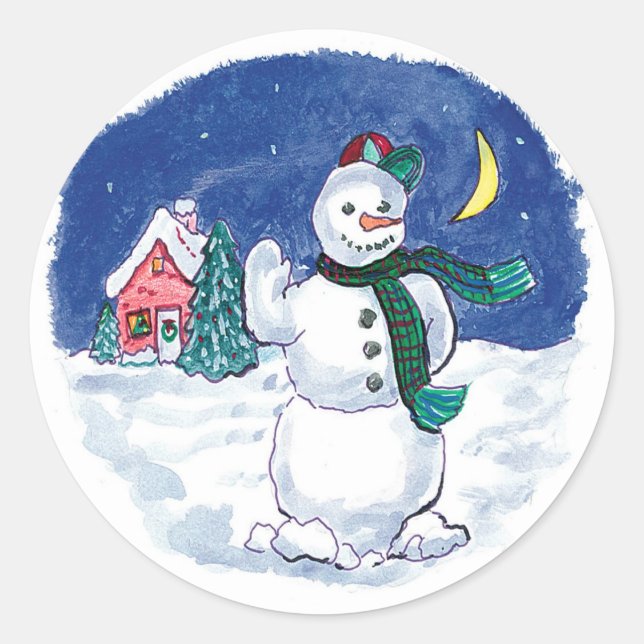 Adesivo Natal Antigo Boneco de Neve Acenando (Frente)