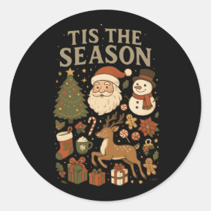 Adesivo Natal Antigo É a Temporada Retro Papai Noel