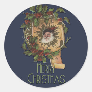 Adesivo Natal Antigo Papai Noel Azevinho