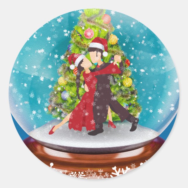 Adesivo Natal Argentina Tango Dancers Snowglobe (Frente)