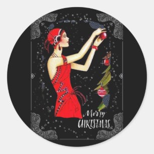 Adesivo Natal Art Deco Retro Vintage Lady